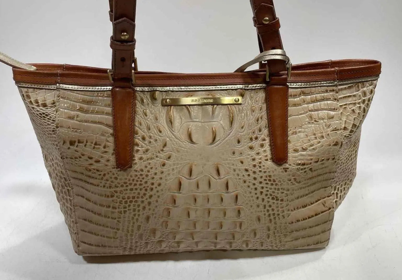 Brahmin, Bags, Brown Brahmin Leather Crocodile Handbag